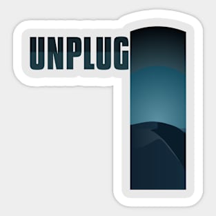 UNPLUG Light And Dark Blue Desert Mountain Range Beach Sunset Vibe Sticker